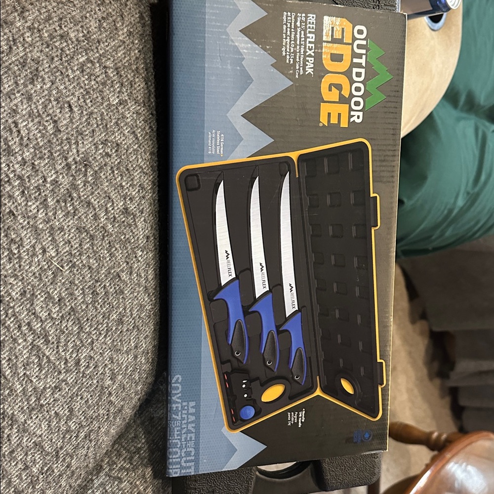 Outdoor Edge Knife Set with Blue Handles Filet Knife’s